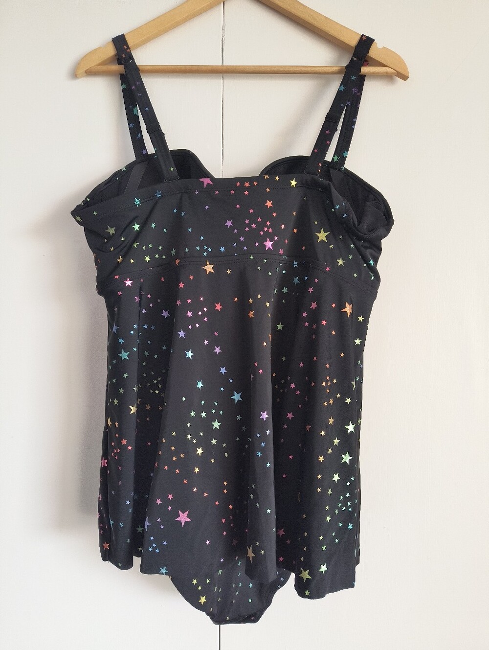 Torrid Black Rainbow Star Plus Swim Suit One Piece Dress Sz 1 D/DD - Picture 3 of 6